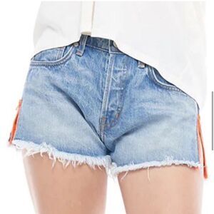 SANDRINE ROSE by FP Cut Off Side Zipper Distressed Denim Shorts. Size 24. NWT!